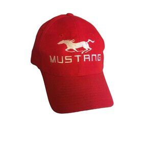 VIntage 1980s Red Ford Mustang Hat Cap Adjustable